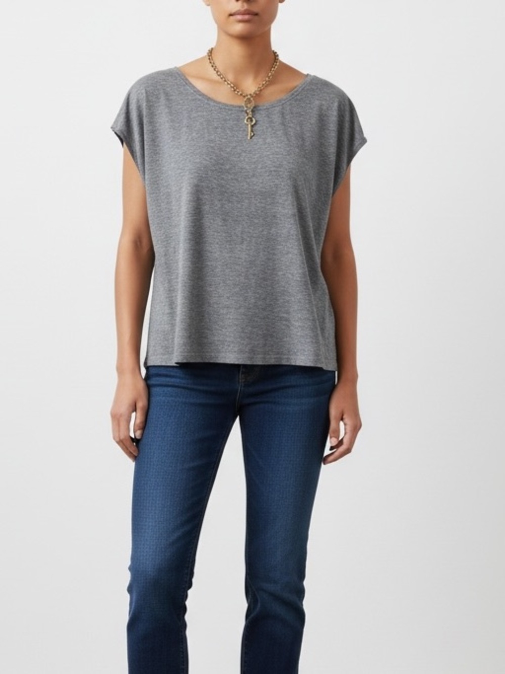 KK Intl Peru Grey Scoopneck Baggy T-shirt Organic Cotton sz M